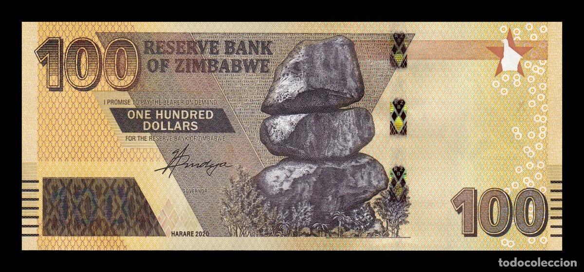 Billetes extranjeros: Zimbabwe 100 D&oacute;lares 2020 Pick 106a Sc Unc