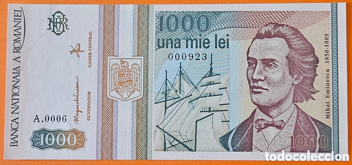 Billetes extranjeros: RUMANIA, 1000 LEI, 1993.