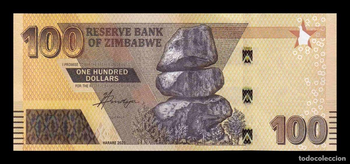 Billetes extranjeros: Zimbabwe 100 D&oacute;lares 2023 Pick 106b Sc Unc