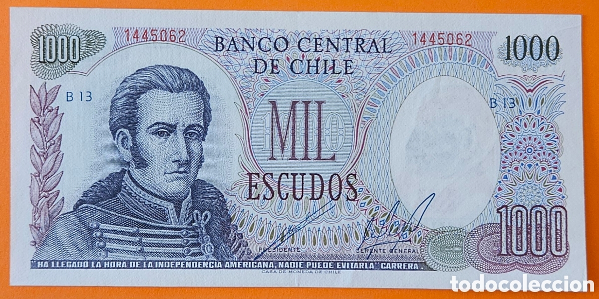 Billetes extranjeros: CHILE, 1000 ESCUDOS.