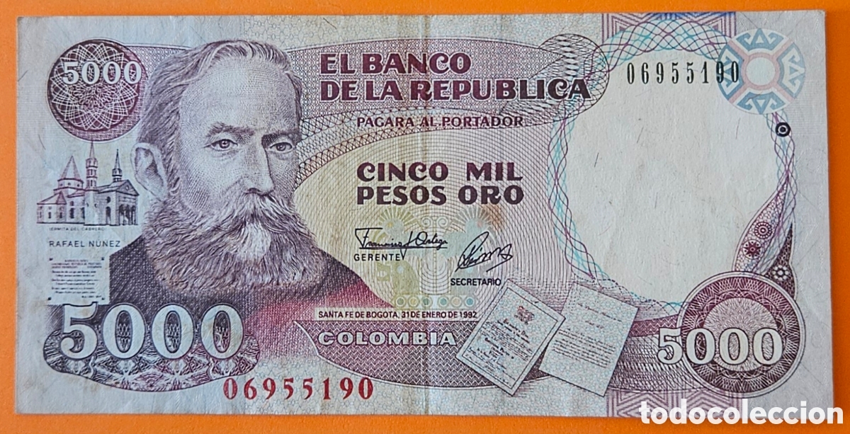 Billetes extranjeros: COLOMBIA, 500 PESOS, 1992.