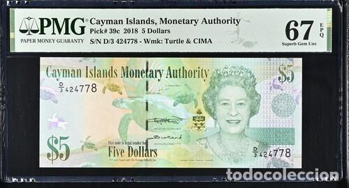 Billetes extranjeros: CAYMAN * BILLETE 5 DOLLARS 2018 * PMG-67 EPQ TOP POP (IC-1584)