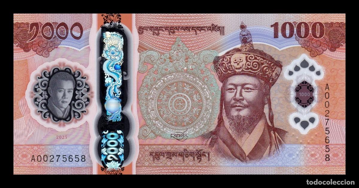 Billetes extranjeros: Bhut&aacute;n 1000 Ngultrum Conmemorativo 2025 (2026) Pick 45 Nuevo Pol&iacute;mero Sc Unc