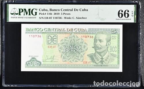 Billetes extranjeros: CUBA * BILLETE 5 PESOS 2019 * PMG-66 EPQ (IC-1590)