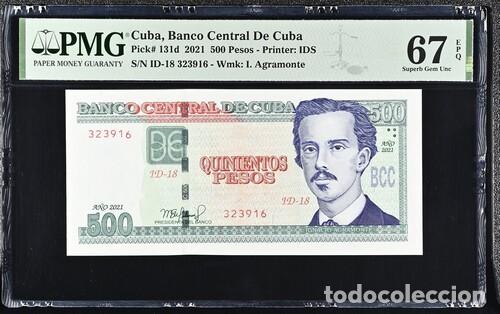 Billetes extranjeros: CUBA * BILLETE 500 PESOS 2021 * PMG-67 EPQ (IC-1591)