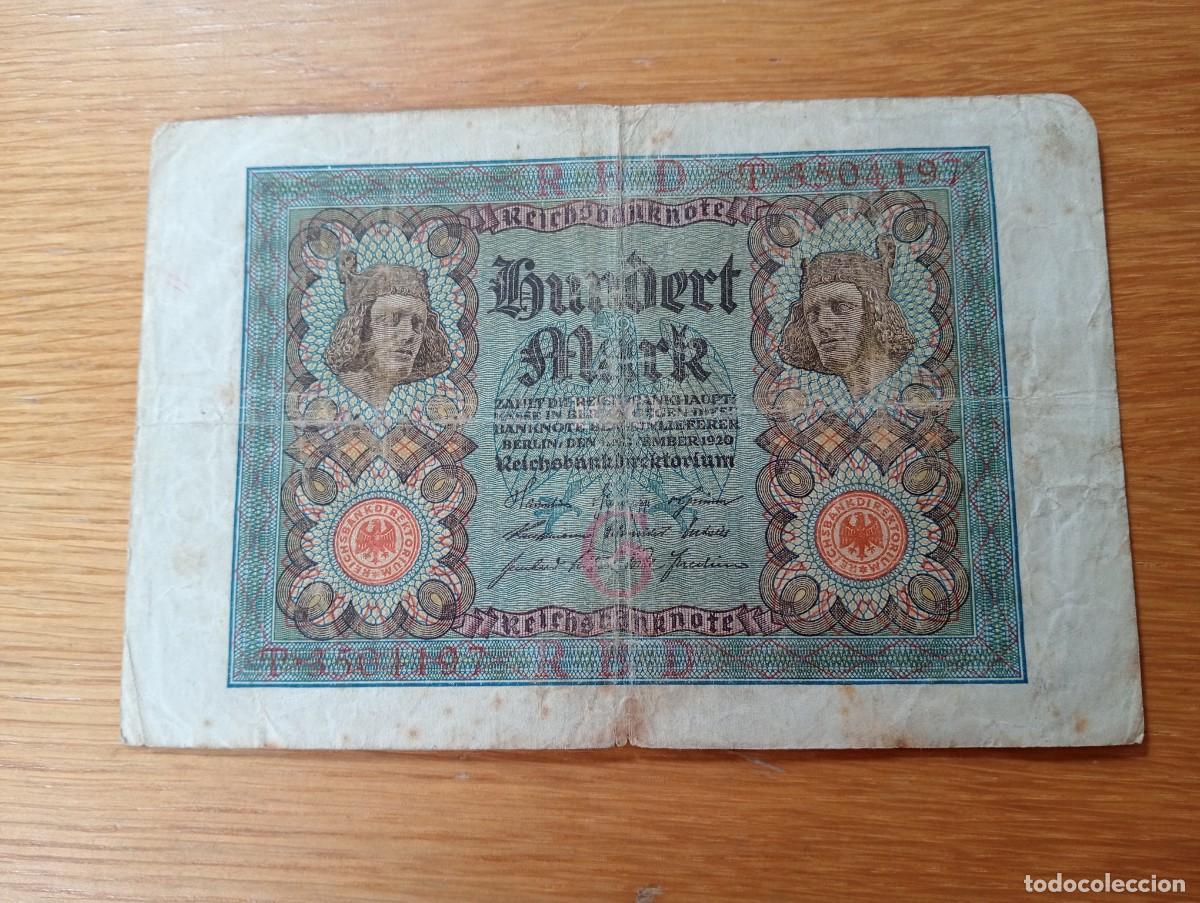 Billets internationaux: BILLETE DE ALEMANIA (REICHSBANKNOTE). 100 MARCOS. N.&ordm; SERIE: T 3504197. A&Ntilde;O 1920. PICK 69a.CIRCULADO