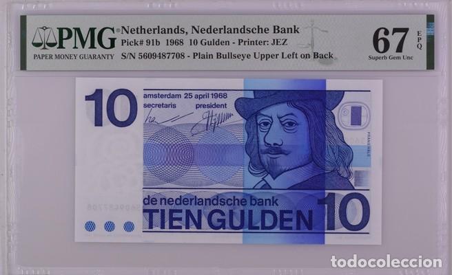 Billetes extranjeros: PAISES BAJOS * BILLETE 10 GULDEN 1968 * PMG-67 EPQ (IC-1594)