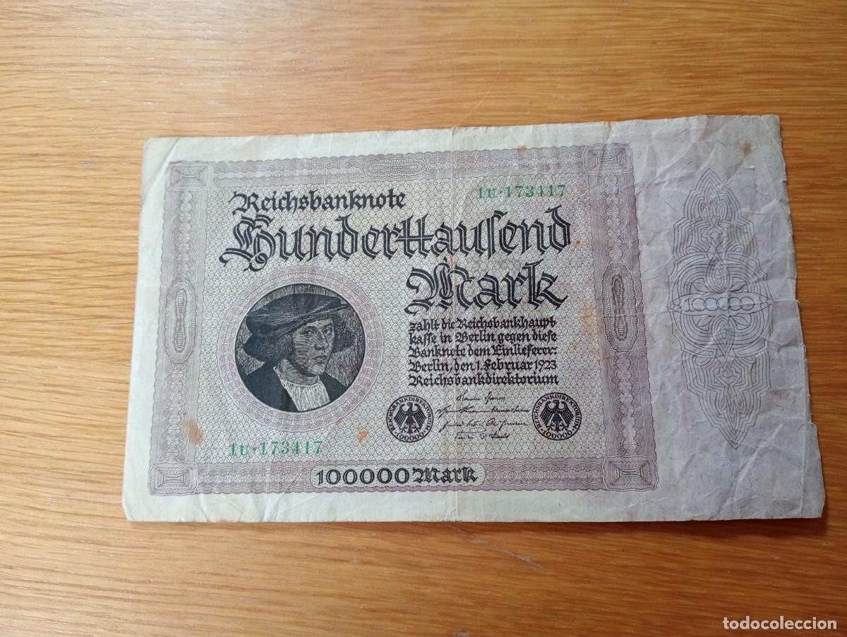 Notas Internacionais: ALEMANIA (REICHSBANKNOTE). 100.000 MARCOS. N.&ordm; SERIE: 1u 173417. A&Ntilde;O 1923. PICK 83e. CIRCULADO