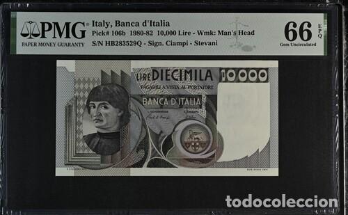 Billetes extranjeros: ITALIA * BILLETE 10000 LIRAS 1980-82 * PMG-66 EPQ (IC-1607)