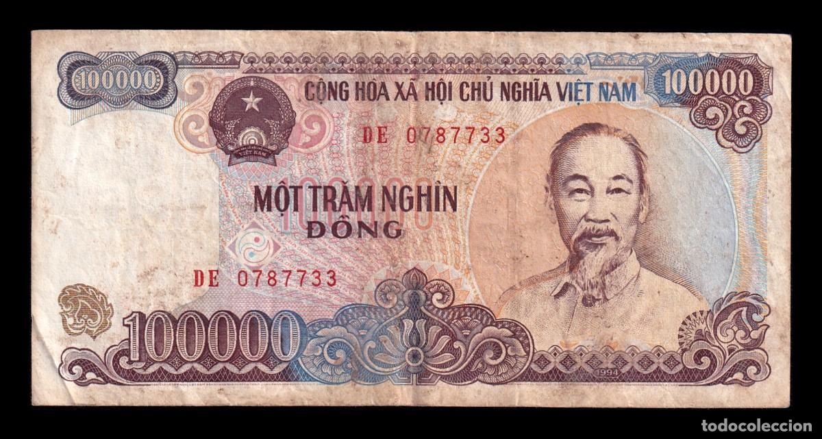 Billetes extranjeros: Vietnam 100000 Dong 1994 Pick 117 Bc/Mbc F/Vf