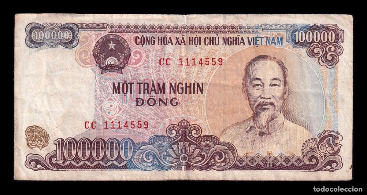 Billetes extranjeros: Vietnam 100000 Dong 1994 Pick 117 Bc/Mbc F/Vf