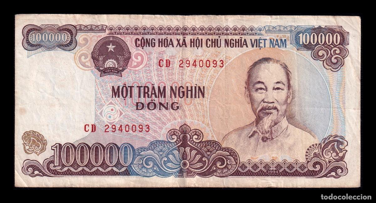 Billetes extranjeros: Vietnam 100000 Dong 1994 Pick 117 Bc/Mbc F/Vf