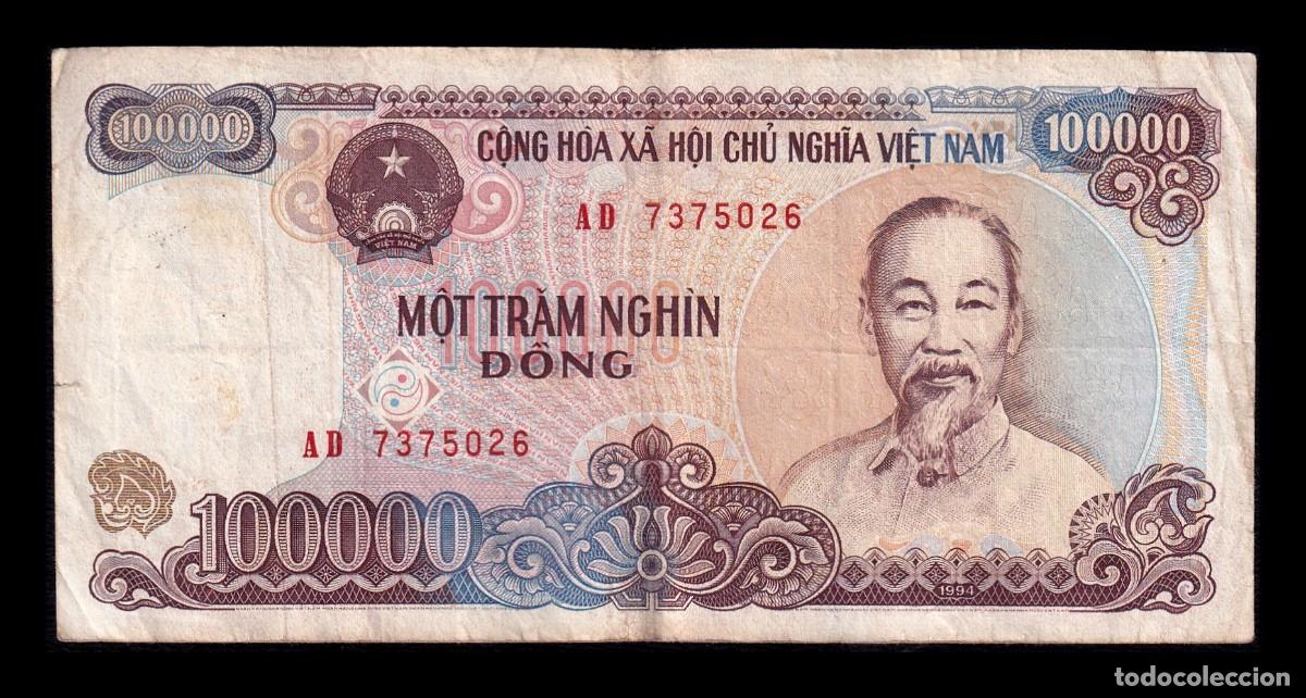 Billetes extranjeros: Vietnam 100000 Dong 1994 Pick 117 Bc/Mbc F/Vf