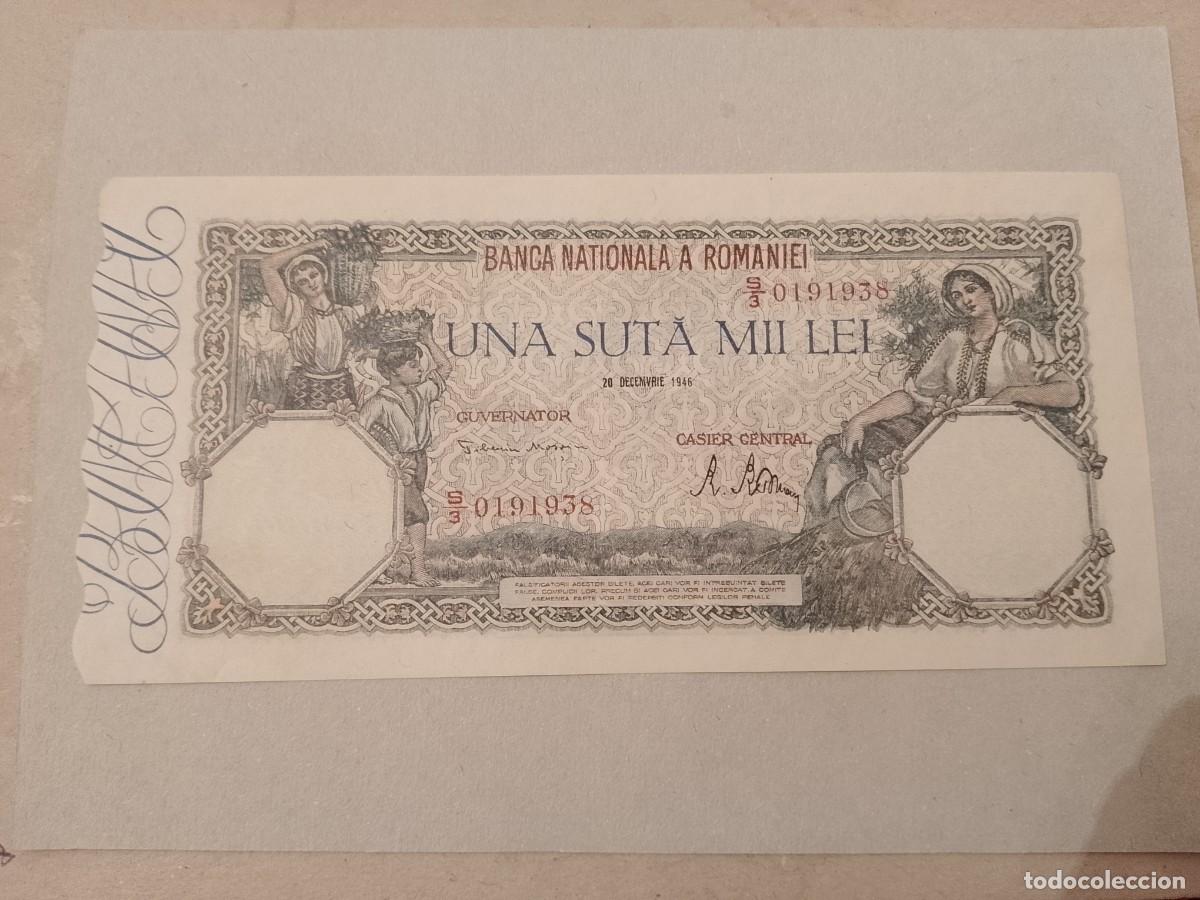 Billetes extranjeros: Billete Rumania, 100.000 lei, a&ntilde;o 1946, UNC