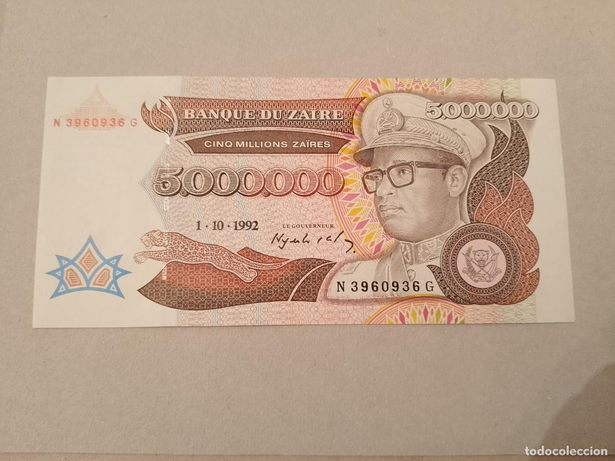 Billetes extranjeros: Billete Zaire, 5.000.000 zaires, a&ntilde;o 1992, UNC