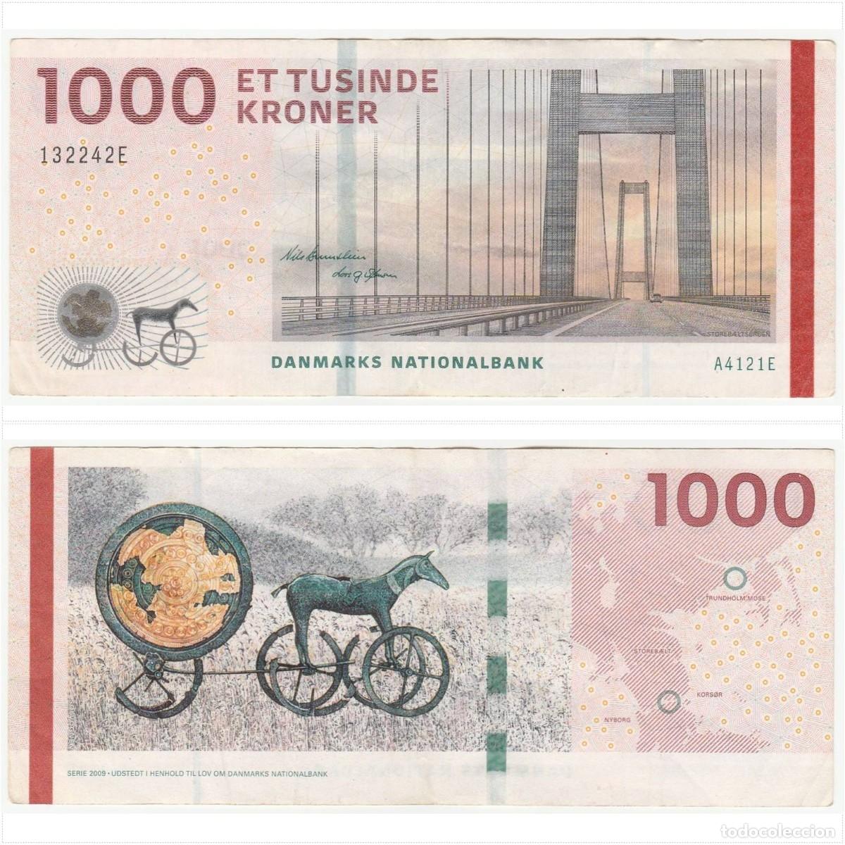 Billetes extranjeros: Dinamarca 1000 Coronas 2009 n/s 132242E (el billete de la foto)