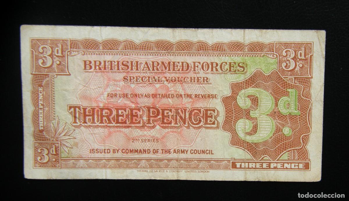 Banconote internazionali: INGLATERRA BILLETE MILITAR DE 3 PENIQUES 1948 CIRCULADO