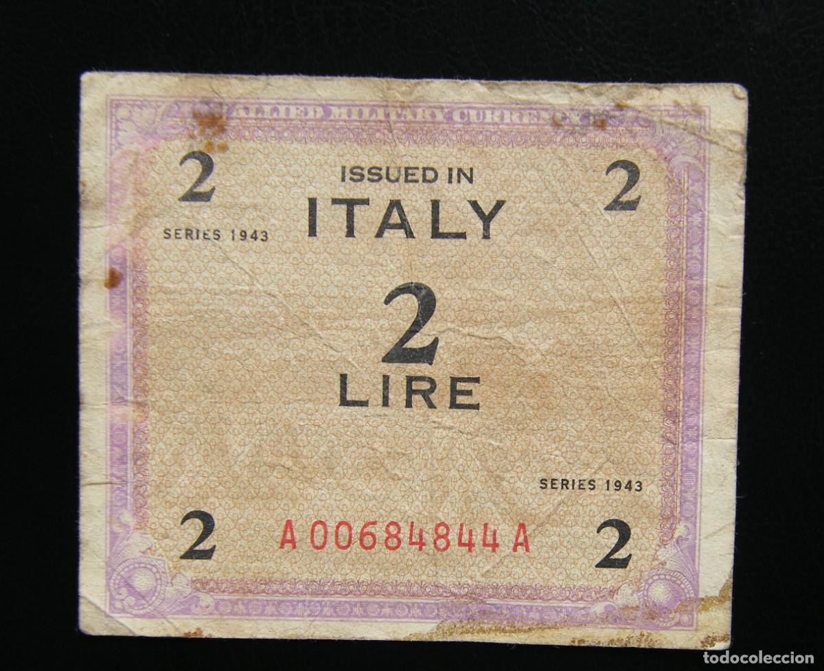 Billetes extranjeros: ITALIA BILLETE MILITAR DE 2 LIRAS 1943 CIRCULADO
