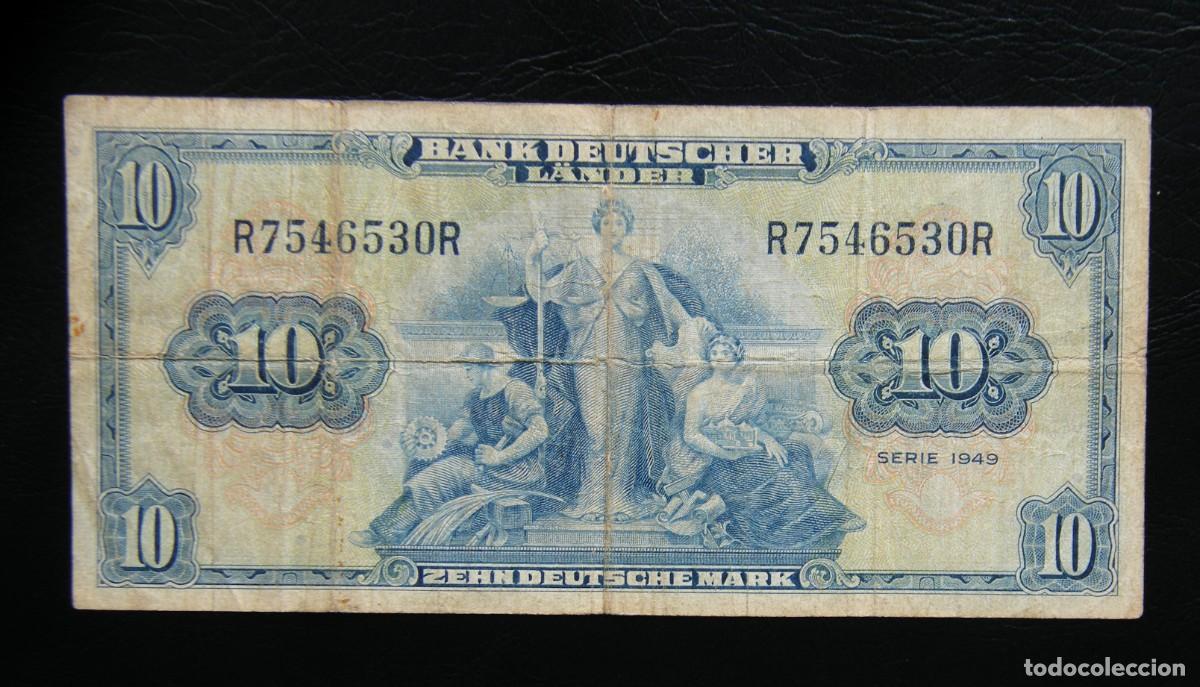 Notas Internacionais: ALEMANIA BILLETE DE 10 MARCOS 1949 CIRCULADO