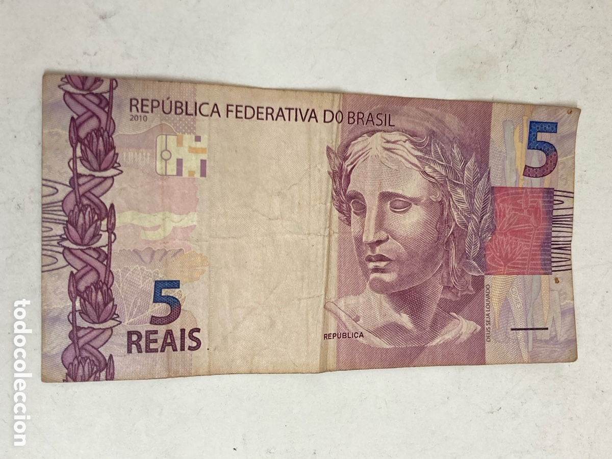 Billetes extranjeros: Billete de plata 5 reales Brasil