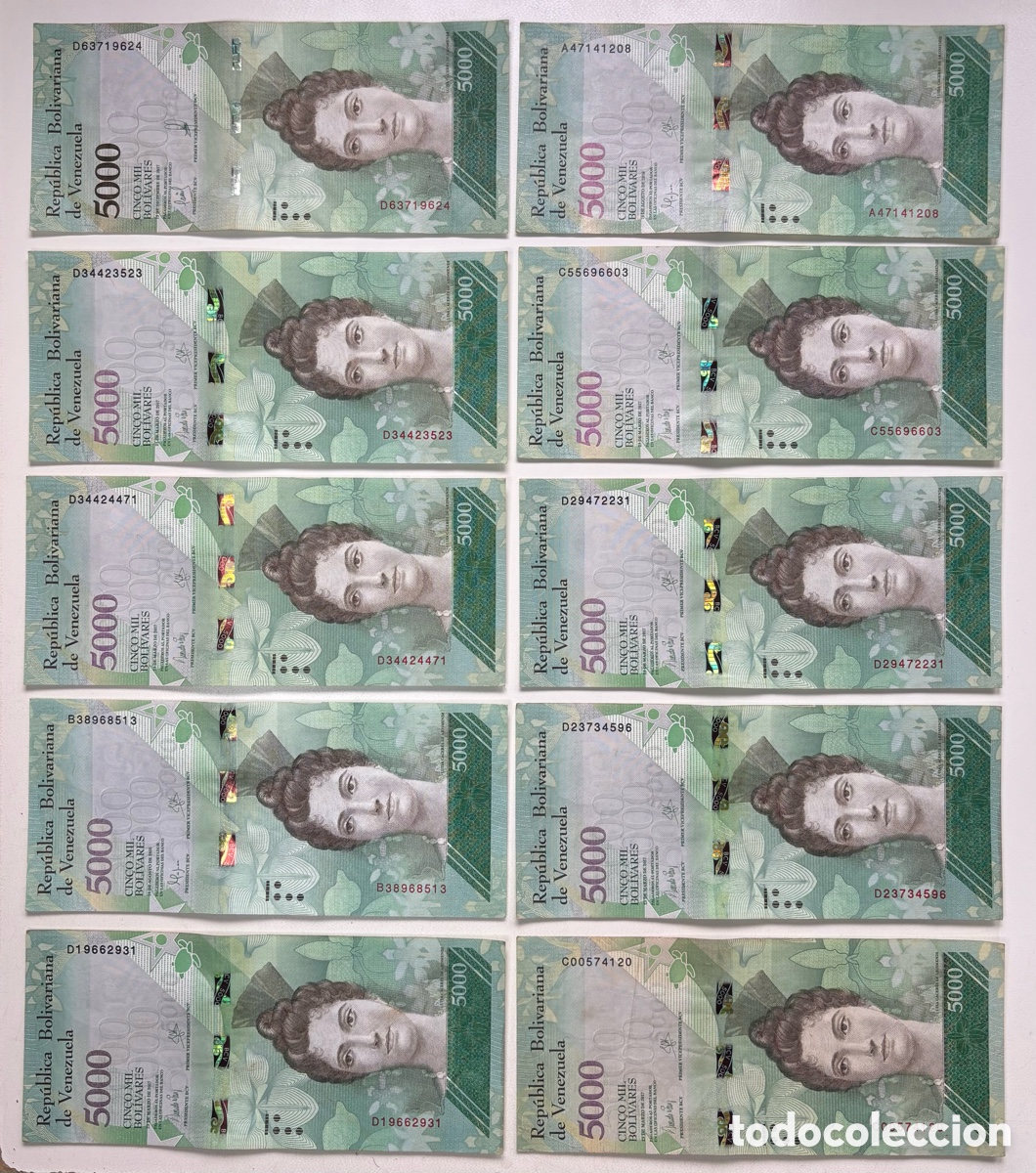Billetes extranjeros: Lote x 10 Billetes VENEZUELA 5000 Bolivares 2016-2017