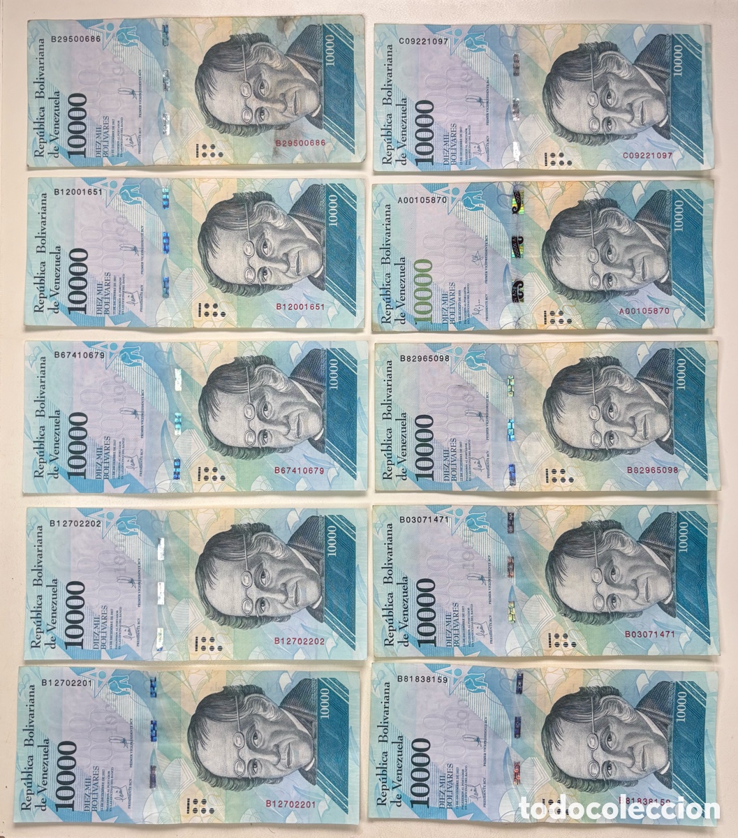 Billetes extranjeros: Lote x 10 Billetes VENEZUELA 10000 Bolivares 2016-2017