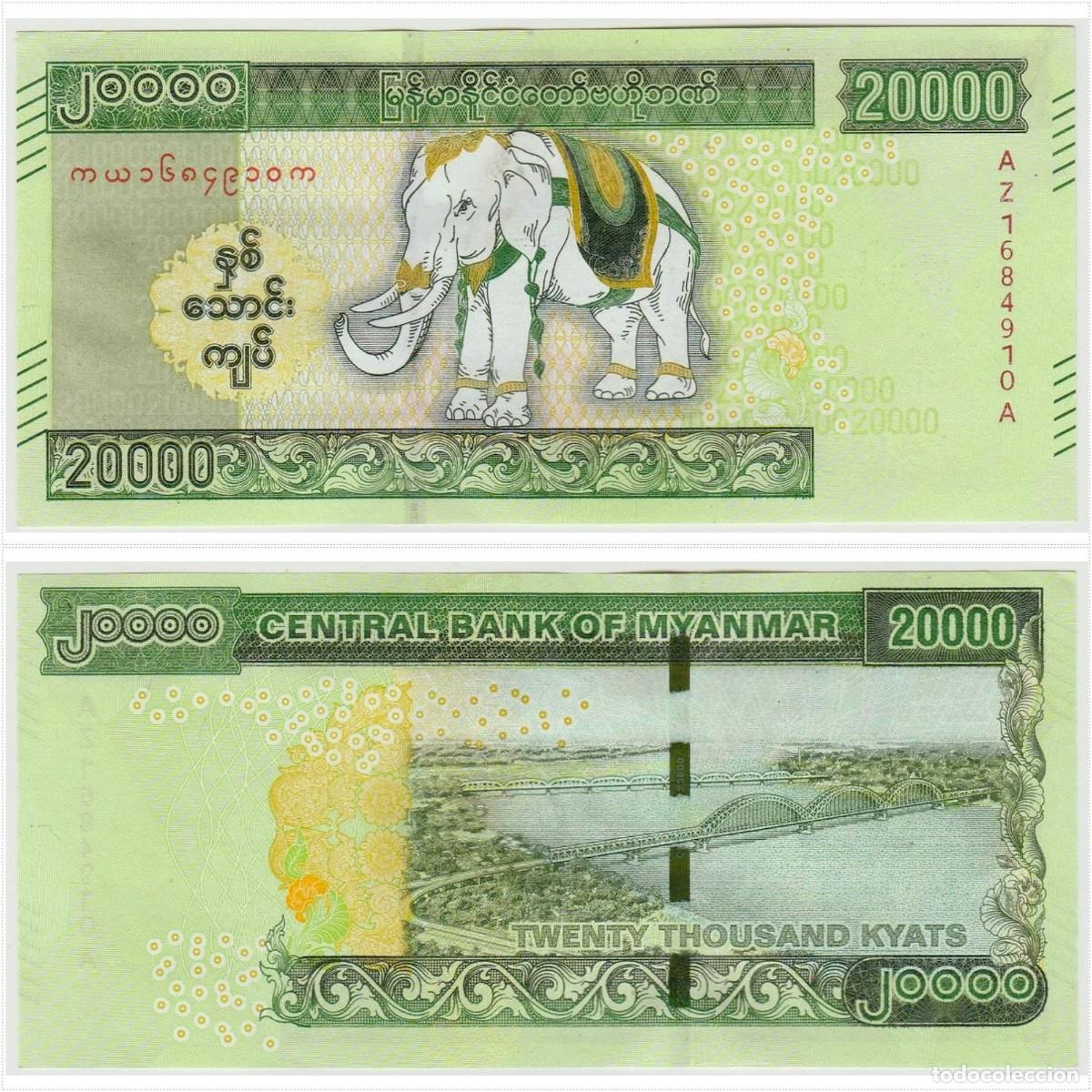 Billetes extranjeros: Myanmar 20000 Kyats 2023 Pick 87 n/s AZ1684910A Sin Circular (el billete de la foto)