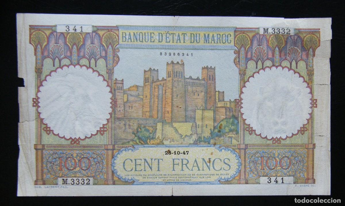 Banconote internazionali: MARRUECOS-Franc&eacute;s BILLETE DE 100 FRANCOS 1947 CIRCULADO