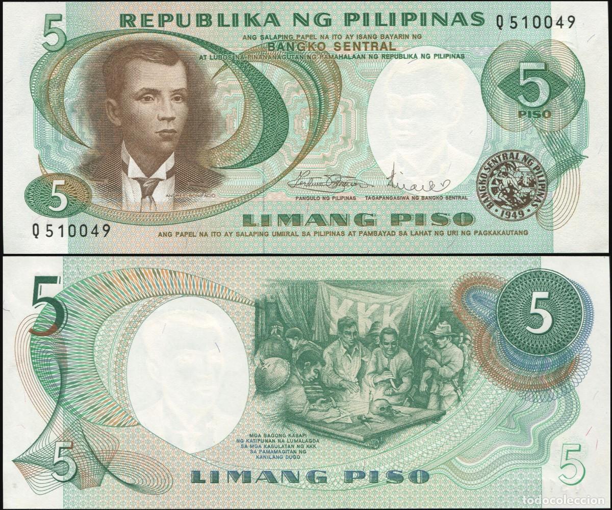 Billetes extranjeros: FILIPINAS: Billete de 5 Piso de 1969 Sin Circular