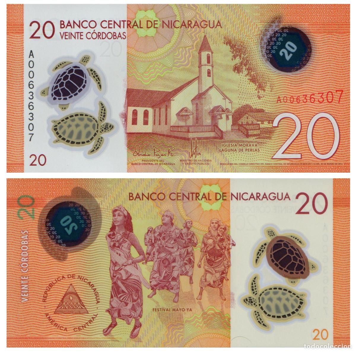 Billetes extranjeros: NICARAGUA: Billete de 20 C&oacute;rdobas de 2019 Pol&iacute;mero Sin Circular