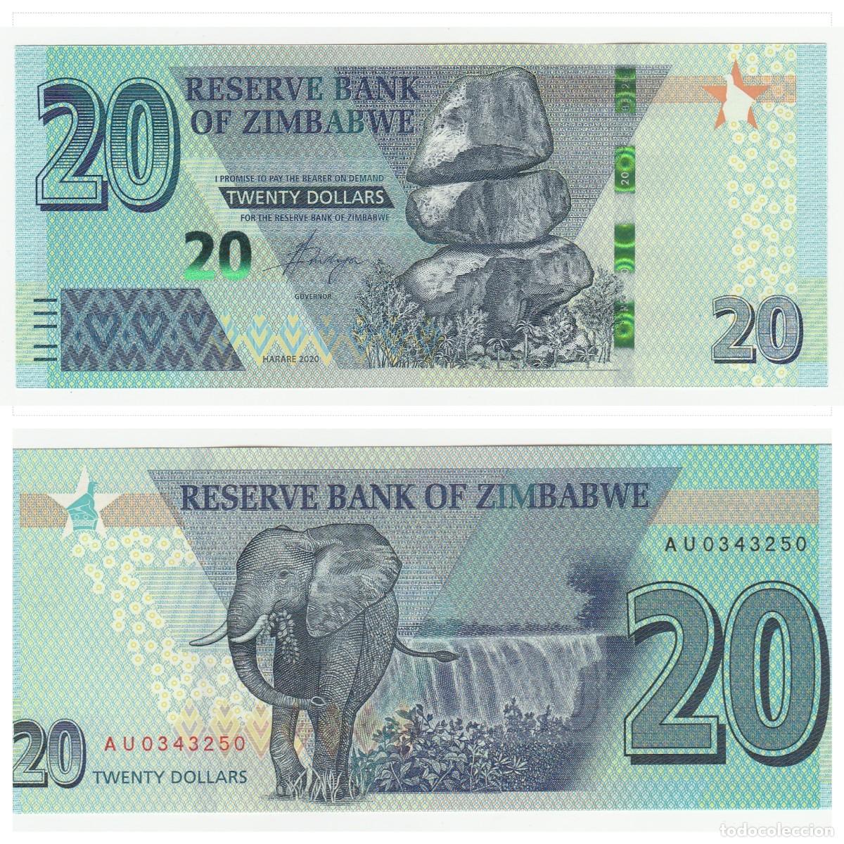 Billetes extranjeros: ZIMBABUE: Billete de 20 D&oacute;lares de 2020 Sin Circular