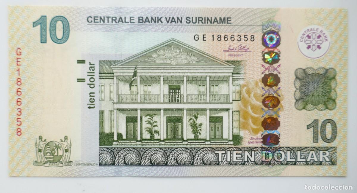 Billetes extranjeros: SURINAME: BILLETE DE 10 D&Oacute;LARES A&Ntilde;O 2010 (1/09/2010)