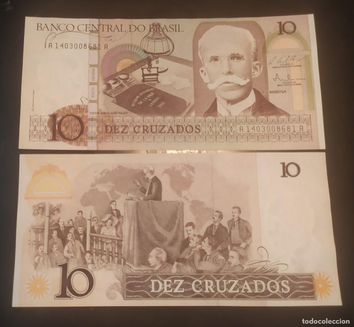 Billetes extranjeros: BRASIL: 10 Cruzados 1987.SC.UNC. PK. #209b firma 25