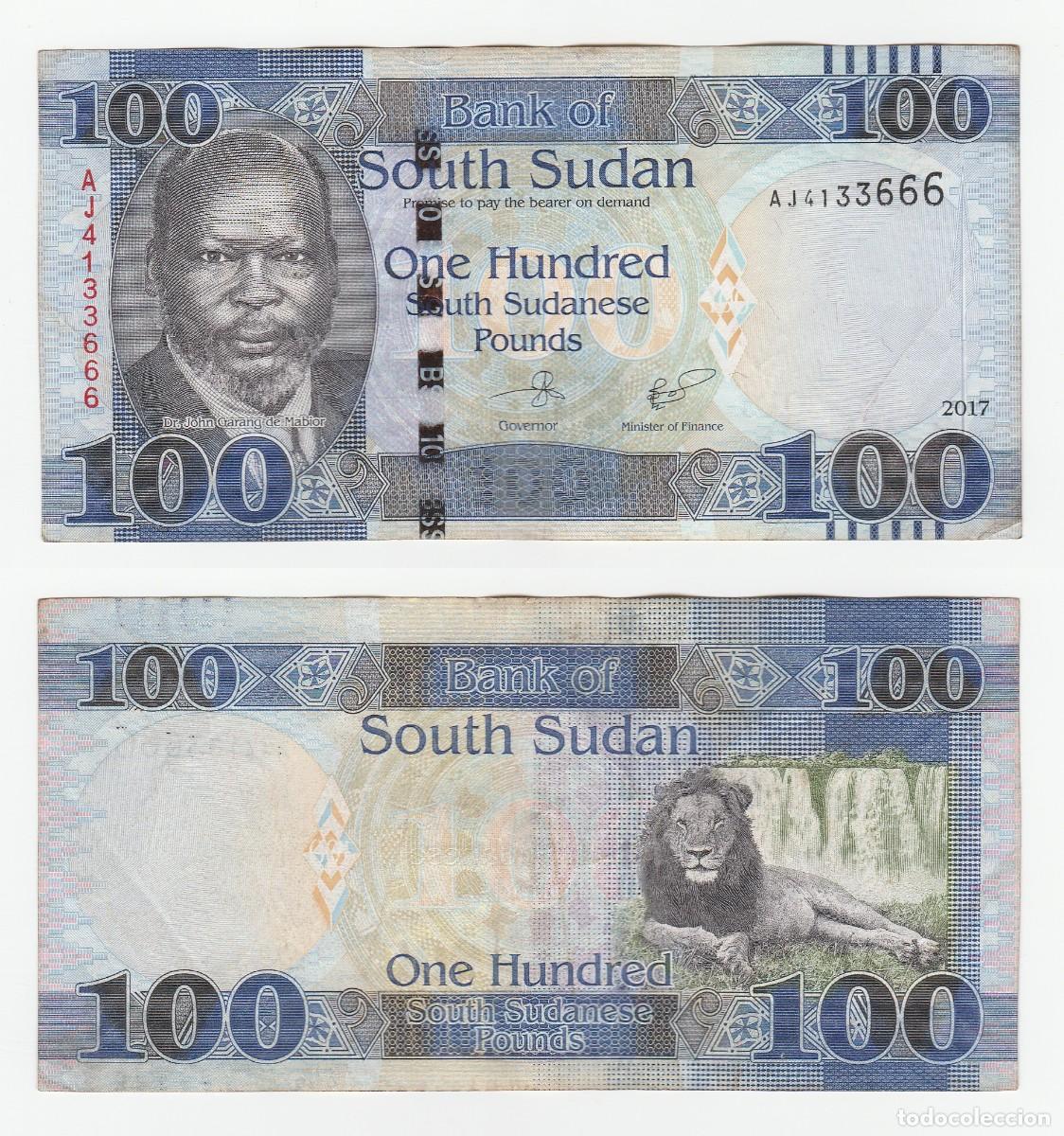Billetes extranjeros: Sudan del Sur 100 Libras 2017 n/s AJ4133666 (el billete de la foto)