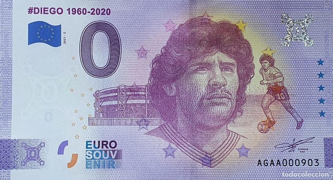 Billetes extranjeros: BILLETE 0 Euro Souvenir Argentina: AGAA 2021-2 #DIEGO 1960-2020