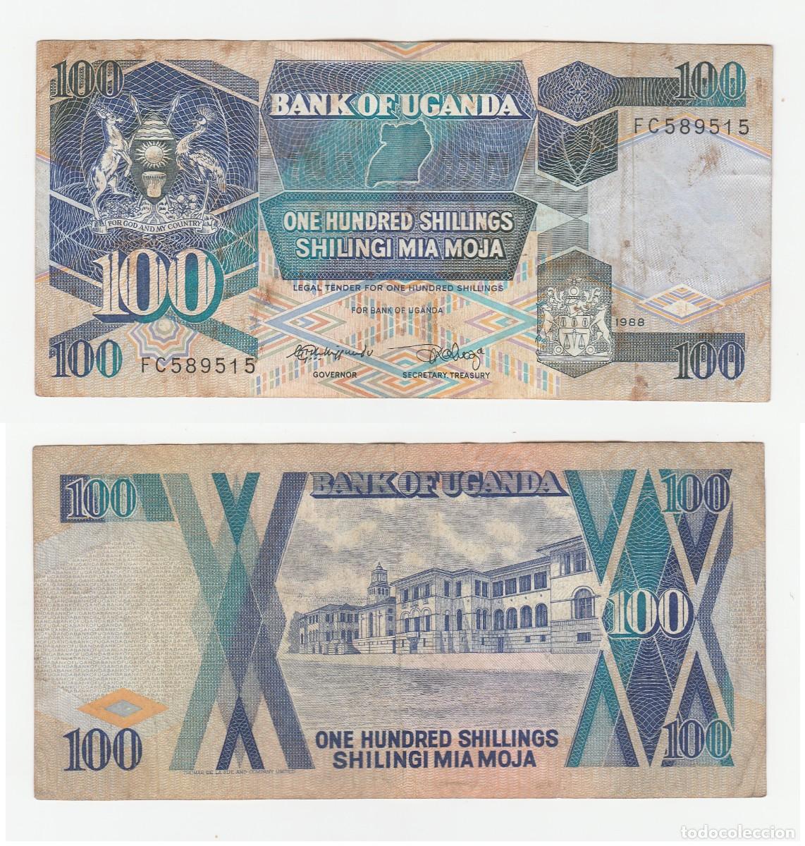 Billetes extranjeros: Uganda 100 Chelines 1988 n/s FC589515 (el billete de la foto)