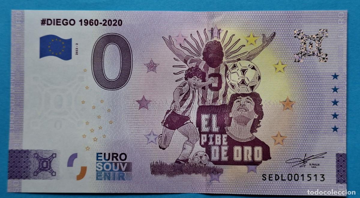 Billetes extranjeros: BILLETE 0 Euro Souvenir Argentina: AGAA 2022-2 DIEGO ARMANDO MARADONA 1960-2020 - El Pibe de Oro