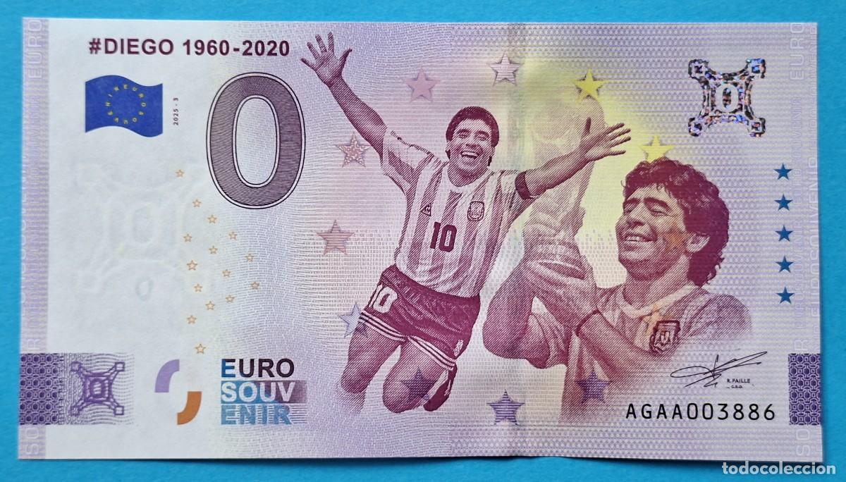 Billetes extranjeros: BILLETE 0 Euro Souvenir Argentina: AGAA 2025-3 DIEGO ARMANDO MARADONA 1960-2020 - El N&ordm; 10