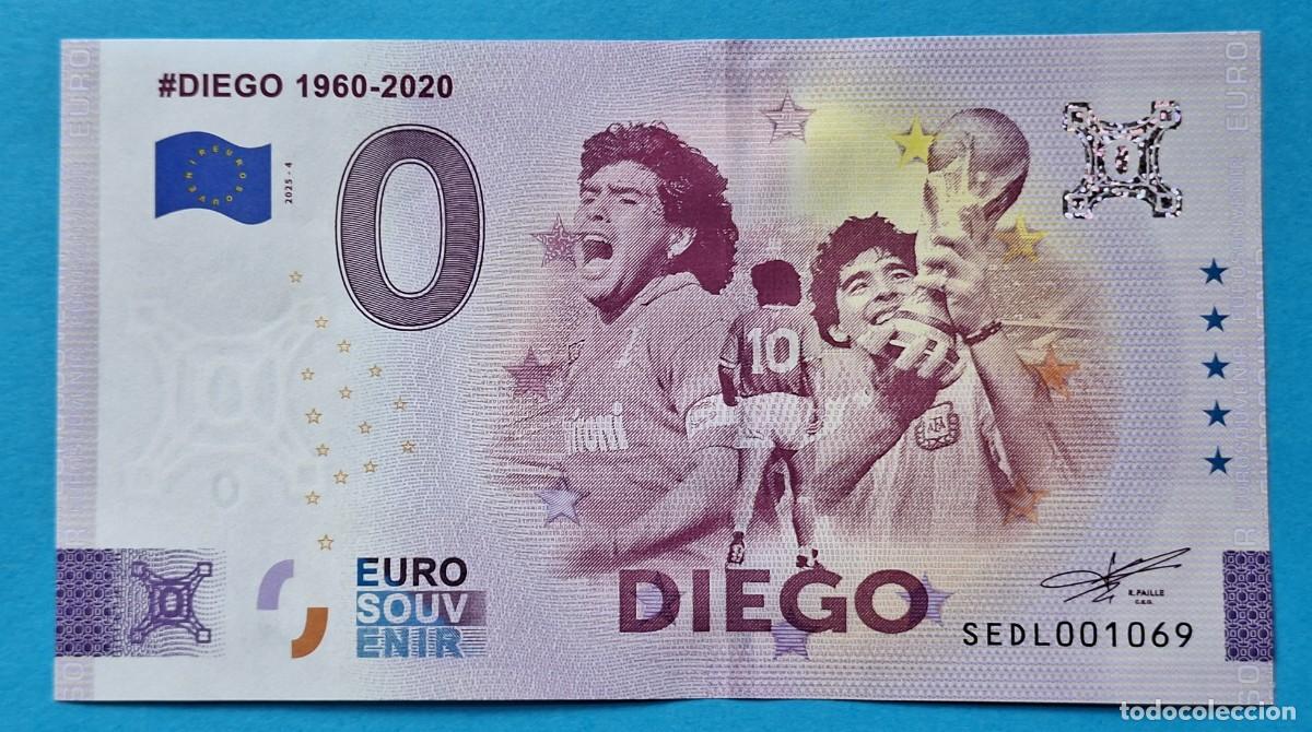 Billetes extranjeros: BILLETE 0 Euro Souvenir Argentina: AGAA 2025-4 DIEGO ARMANDO MARADONA 1960-2020 - Campe&oacute;n del mundo