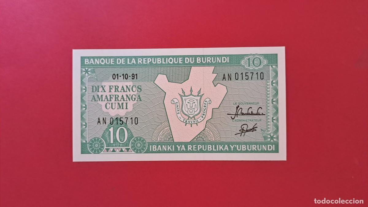 Banconote internazionali: BURUNDI - 1.991 - 10 FRANCOS - SIN CIRCULAR