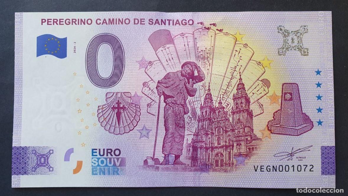 Billetes extranjeros: BILLETE 0 Euro Souvenir Espa&ntilde;a: VEGN 2024-2 PEREGRINO CAMINO DE SANTIAGO - Hito