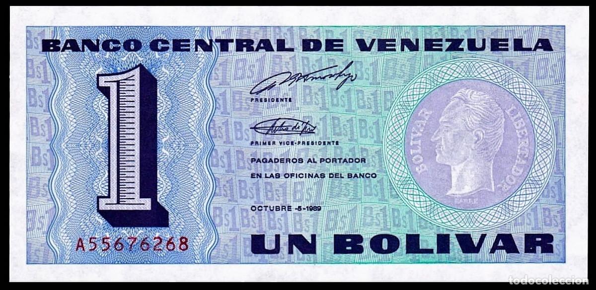 Billets internationaux: Venezuela &ndash; 1 Bol&iacute;var 1989 &ndash; Pick 68 &ndash; Sin circular (UNC) Lote 2040