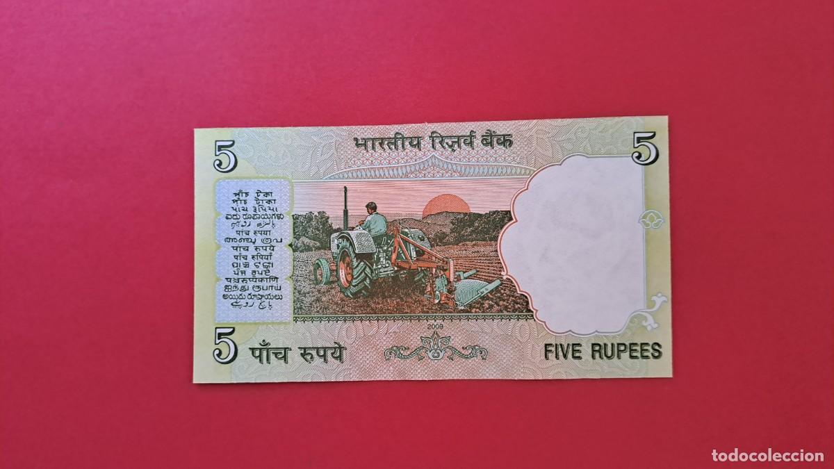 Billetes extranjeros: INDIA - 2.009 - 5 RUPIA - SIN CIRCULAR - Foto 2