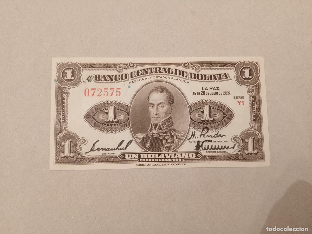 Billetes extranjeros: Billete Bolivia, 1 peso boliviano, a&ntilde;o 1928, UNC
