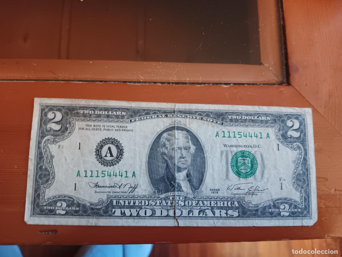 Billetes extranjeros: Billete two dollar 1976 A11154441A letras numeraci&oacute;n letras iguales que fabricaci&oacute;n