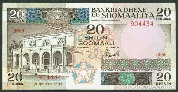 Billetes extranjeros: SOMALIA. 20 shilin (shillings) 1983. S/C. Pick 33a. Ver descripcion.