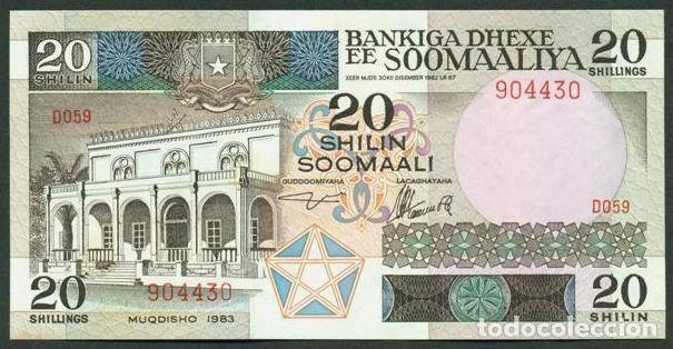 Billetes extranjeros: SOMALIA. 20 shilin (shillings) 1983. S/C. Pick 33a. Ver descripcion.