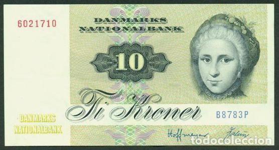 Billetes extranjeros: DINAMARCA. 10 kronen (19)78. Fauna. Pato.