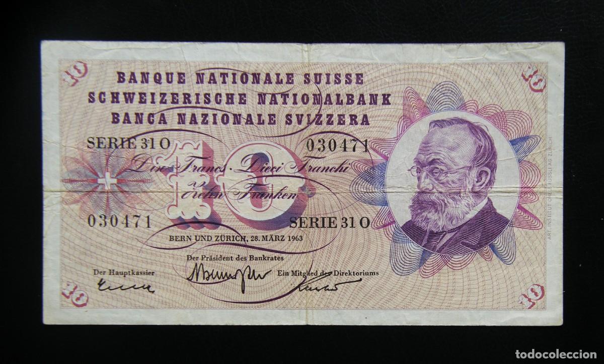 International Banknotes: SUIZA BILLETE DE 10 FRANCOS 1963 CIRCULADO