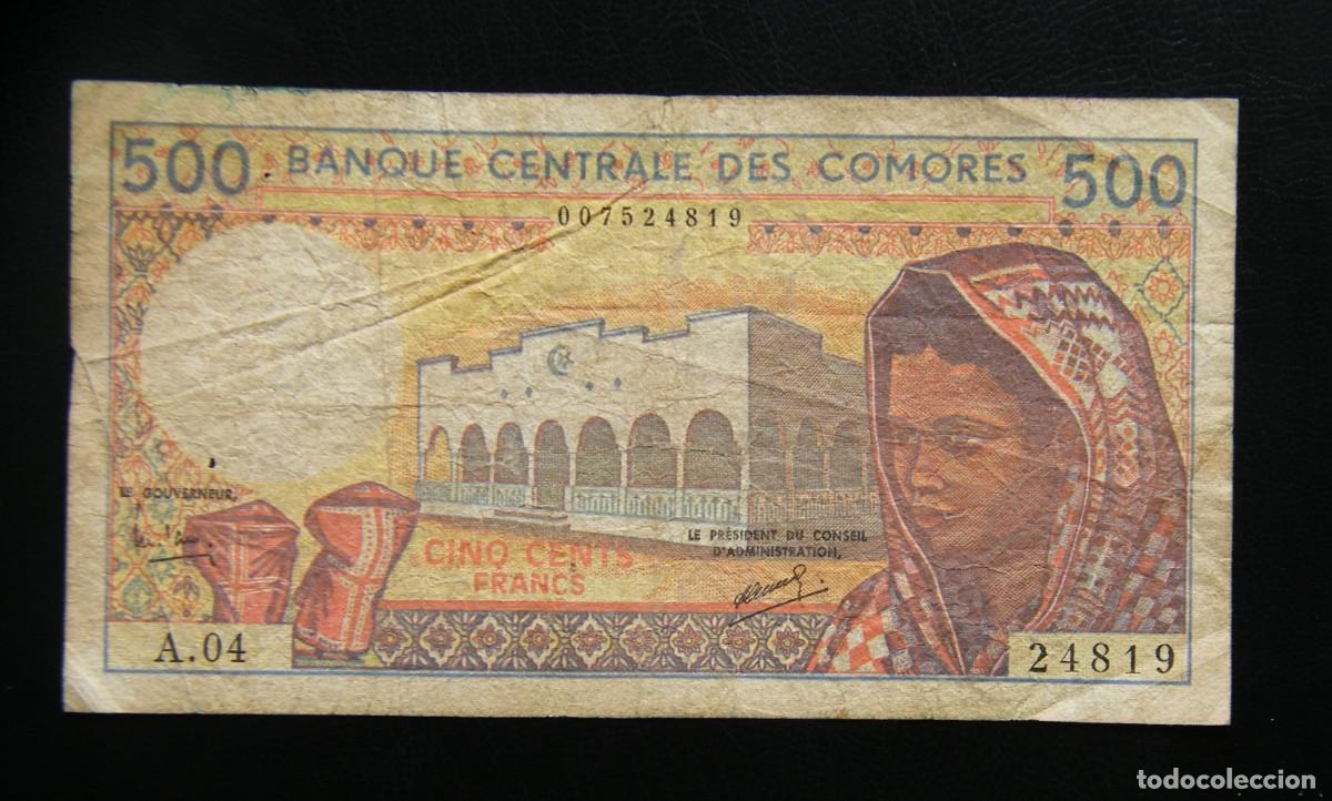Billetes extranjeros: ISLAS COMORES BILLETE DE 500 FRANCOS 1976 CIRCULADO